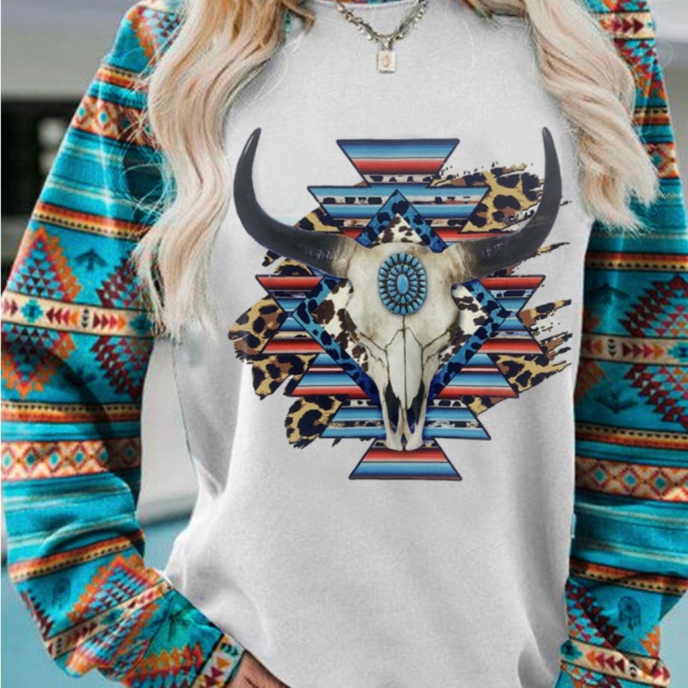 Aztec Print Long Sleeve Top